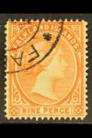 1891-1902 9d Pale Reddish Orange WATERMARK REVERSED Variety, SG 35x, Very Fine Used With Part Cds Cancel, Very... - Falkland