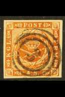 SCHLESWIG - HOLSTEIN 1858 4s Orange Brown, Mi 7a, SG 15 With 4 Clear Margins And Bearing A Lubeck Number "3"... - Other & Unclassified