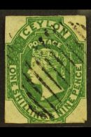 1857 1s 9d Green, Imperf, SG 11, Fine Used, Just Touching On 3 Sides And Small Nick In Bottom Right Corner. Nice... - Ceylon (...-1947)