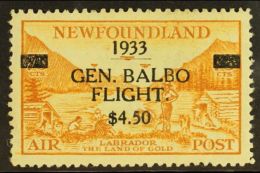 1933 $4.50 On 75c Yellow-brown, Balbo Transatlantic Mass Formation Flight, SG 235, Never Hinged Mint. For More... - Other & Unclassified