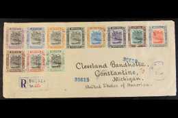 1907 COMPLETE SET ON COVER 1907 (SEP)  Colourful Registered Cover To Michigan, United States Of America, Bearing... - Brunei (...-1984)
