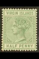 1883-84 ½d Dull Green With Top Left Triangle Detached, SG 27b, Very Fine Mint. Lovely! For More Images,... - British Virgin Islands