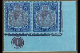 1938-53 2s Purple And Blue On Deep Blue, Ordinary Paper, A Horizontal Marginal Pair From The Lower Right Hand... - Bermuda