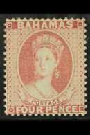 1863-77 (wmk CC, Perf 14) 4d Dull Rose, SG 36, Fine Fresh Mint. Rare! For More Images, Please Visit... - Other & Unclassified