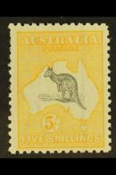 1915-27 5s Grey And Yellow Kangaroo, SG 42, Mint, Very Fresh, Few Shortish Perfs At Left. For More Images, Please... - Other & Unclassified