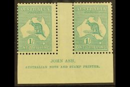 1915-27 1s Blue-green Roo, Die IIB (SG 40b), Ash Imprint Pair With "N" Over "A", BW 33zd, Fine Mint. For More... - Other & Unclassified