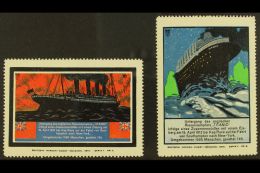 SHIPS - TITANIC Germany 1912 Two Different Colourful Labels Depicting RMS Titanic, Very Fine Mint, Very Fresh... - Unclassified