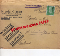 ALLEMAGNE- ALTONA-HAMBURG-NICOLAI CLASEN-DRUCKSACHE -A PIERRE POINTU MEGISSERIE ST SAINT JUNIEN-1917 GANTERIE-LUFTPOST - 1900 – 1949