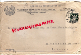 REPUBLIKA CESKOSLOVENSKA- PRAESIDIUM HLAVNIHO MESTA PRAHY- M. LE MAIRE CHALONS SUR MARNE 1922 - Otros & Sin Clasificación