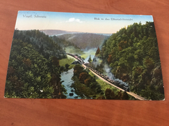 Vogtländische Schweiz Blick In Das Elstertal Steinicht Dampflokomotive  Postkarte - Vogtland
