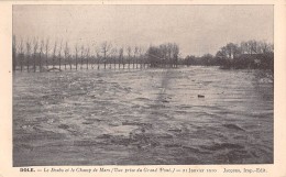 06742 "DOLE - LE DOUBS ET LE CHAMP DE MARS ( VUE PRISE DU GRAND PONT) 21 JANVIER 1910 " CART. ILL. ORIG. SPED. 1910 - Franche-Comté