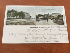 Litho Seelingstädt Bahnhof Werdau Wünschendorf Elster Bei Greiz Postkarte - Greiz