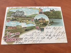 Gruss Aus Dem Gasthaus Zur Eisenbahn Wünschendorf Elster Bei Greiz Postkarte - Greiz