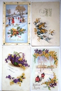 CPA LOT 4X LITHO Illustrateur DIVERS THEME FLEUR JAUNE Bouquet  MIMOSAS Mimosa 1x Saint Nabord - Verzamelingen & Kavels