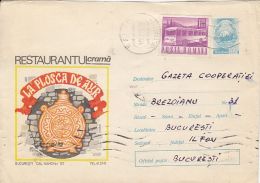 58492- GOLDEN FLASK RESTAURANT, WINE CELLAR, TOURISM, COVER STATIONERY, 1970, ROMANIA - Hotel- & Gaststättengewerbe
