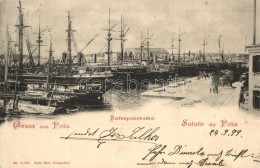 T2 1899 Pola, KikötÅ‘ Hajókkal / Hafen / Port With Ships. Phot Alois Beer - Non Classificati