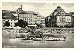 T3 Pozsony, Pressburg, Bratislava; Rakpart GÅ‘zhajóval / Quay, Steamship (ázott Sarok / Wet Corner) - Non Classificati