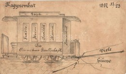 T3 1897 (Vorläufer!) Nagyszombat, Trnava; 'Die Omnibus-Gesellschaft' / Kézzel Rajzolt... - Non Classificati