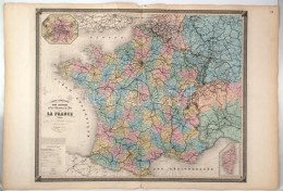 1860 Franciaország Vasúthálózata, NagyméretÅ± Térkép E.... - Otros & Sin Clasificación