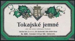 Cca 1920-1930 Tokajské Jemné, Tokaji Borcímke, Cseh Nyelven, Magyar Címerrel,... - Pubblicitari