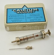 1972 Injekciós FecskendÅ‘, Eredeti Dobozában + Injekciós TÅ±k (2 Db), Calcium Sandoz... - Andere & Zonder Classificatie