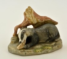 Alfretto Borz Porcelán Figura, Kézzel Festett, Jelzett, Hibátlan, 13x7,5x11 Cm - Otros & Sin Clasificación