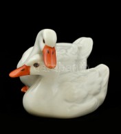 Herendi Porcelán Kacsapár, Kézzel Festett,mázhibával, Jelzett, 10x7x7,5 Cm - Altri & Non Classificati