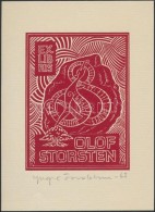 Forsblom, Yngve (1906/1914-1982): Ex Libris Olof Storsten, Fametszet, Jelzett, 13,5×10 Cm - Altri & Non Classificati