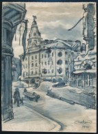 Sostarics Lajos (1896-1968): Szervita Tér 1945. Vegyes Technika, Papír, 19x14 Cm - Altri & Non Classificati