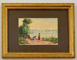 Simándy József(?-?): Balaton. Akvarell, Papír, üvegezett Keretben, 14x20 Cm - Andere & Zonder Classificatie