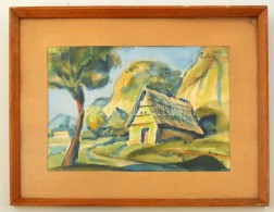 Patkó Jelzéssel: Ház. Akvarell, Papír, üvegezett Keretben, 21×29 Cm - Andere & Zonder Classificatie