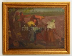 Kádár Jelzéssel: Pirkadat A Határban, Olaj, Fa, Díszes Keretben, 33×46 Cm - Andere & Zonder Classificatie