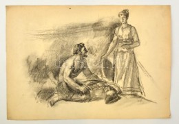 Friedrich Gábor (?-?): Illusztráció. Szén, Papír, 28×36 Cm - Sonstige & Ohne Zuordnung