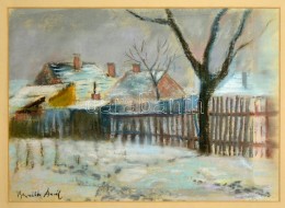 Bernáth Jelzéssel: Téli Falu. Pasztell, Papír, üvegezett Keretben, 29×44 Cm - Altri & Non Classificati