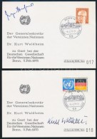 1970-1975 Mi 639 + 781 2 Db Emléklapon Kurt Waldheim és Rüdiger Von Wechmar - Other & Unclassified