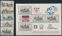 ** 1981 Postakocsik Sor Mi 2598-2602 + Blokk Mi + Blokk 44 - Andere & Zonder Classificatie