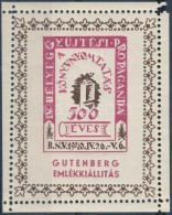 ** 1940 Gutenberg Emlékív Fehér Papíron, Elfogazva (10.000) (jobb FelsÅ‘ Sarok... - Otros & Sin Clasificación