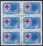 O 1957 Postáskórház 3 Ft Hatostömb, 1 Bélyegen Piros Festékfolt Bal Oldalon - Altri & Non Classificati