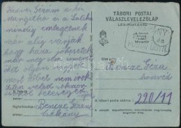 1942 Tábori Posta Légi LevelezÅ‘lap 'CSÁKÁNY' Postaügynökségi... - Altri & Non Classificati