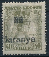 * Baranya I. 1919 Zita 40f Bodor Vizsgálójellel (6.000) (apró Betapadás / Gum... - Otros & Sin Clasificación