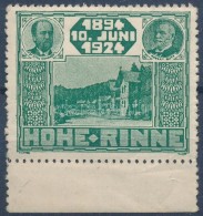 ** Hohe Rinne (IX.) 1924 Zöld Bélyeg - Otros & Sin Clasificación