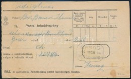 1916 Postai Feladóvevény 'GERSE' Postaügynökségi Bélyegzéssel - Altri & Non Classificati