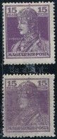 ** 1913 Károly 15f ElkenÅ‘dött Festék + Támpéldány - Altri & Non Classificati