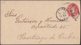 1899-EP-181 CUBA US OCCUPATION. 1899. 2c POSTAL STATIONERY COLON. NAIFE 81 Ed.55B. USED HAVANA TO SANTIAGO DE CUBA. - Briefe U. Dokumente