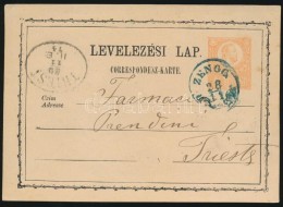 1874 2kr Díjjegyes LevelezÅ‘lap 'ZENGG' Kék / Blue - Otros & Sin Clasificación