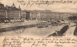 T2/T3 Vienna, Wien; Donaucanal, Franz Josefs Quai / Quay With Steamships (EK) - Non Classificati