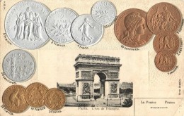 ** T4 Paris, L'Arc De Triomphe / Monument, French Currency, Set Of Coins, Emb. (ázott / Wet Damage) - Zonder Classificatie