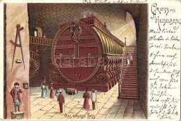 T4 1900 Heidelberg, Das Grosse Fass / Wine Barrel, Interior, Litho (b) - Non Classificati