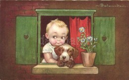 ** T1 Italian Art Postcard, Boy And Dog S: Colombo - Sin Clasificación