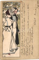 T4 Art Nouveau Romantic Couple Art Postcard, Litho S: H. E. (pinholes) - Sin Clasificación